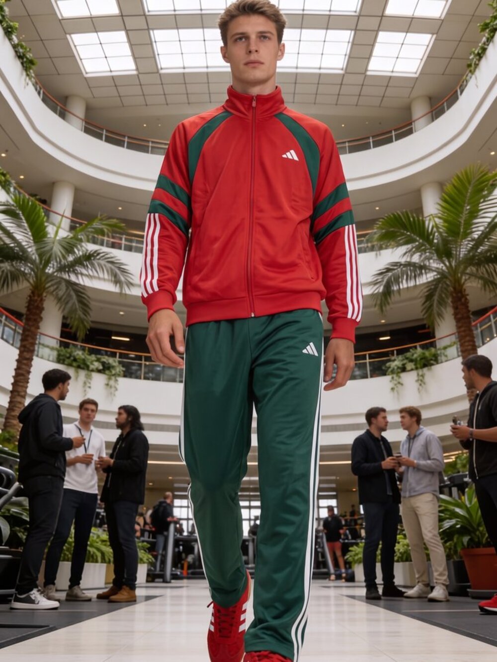 Adidas Men's Tracksuit Set KE6028 JI8806 Large Better Scarlet/Collegiate Green